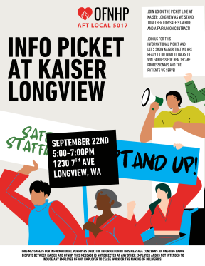 Longview rally, Sept. 22nd 5-7pm at Longview Kaiser