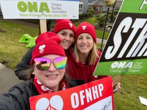 OFNHP members walking the picket line with ONA!